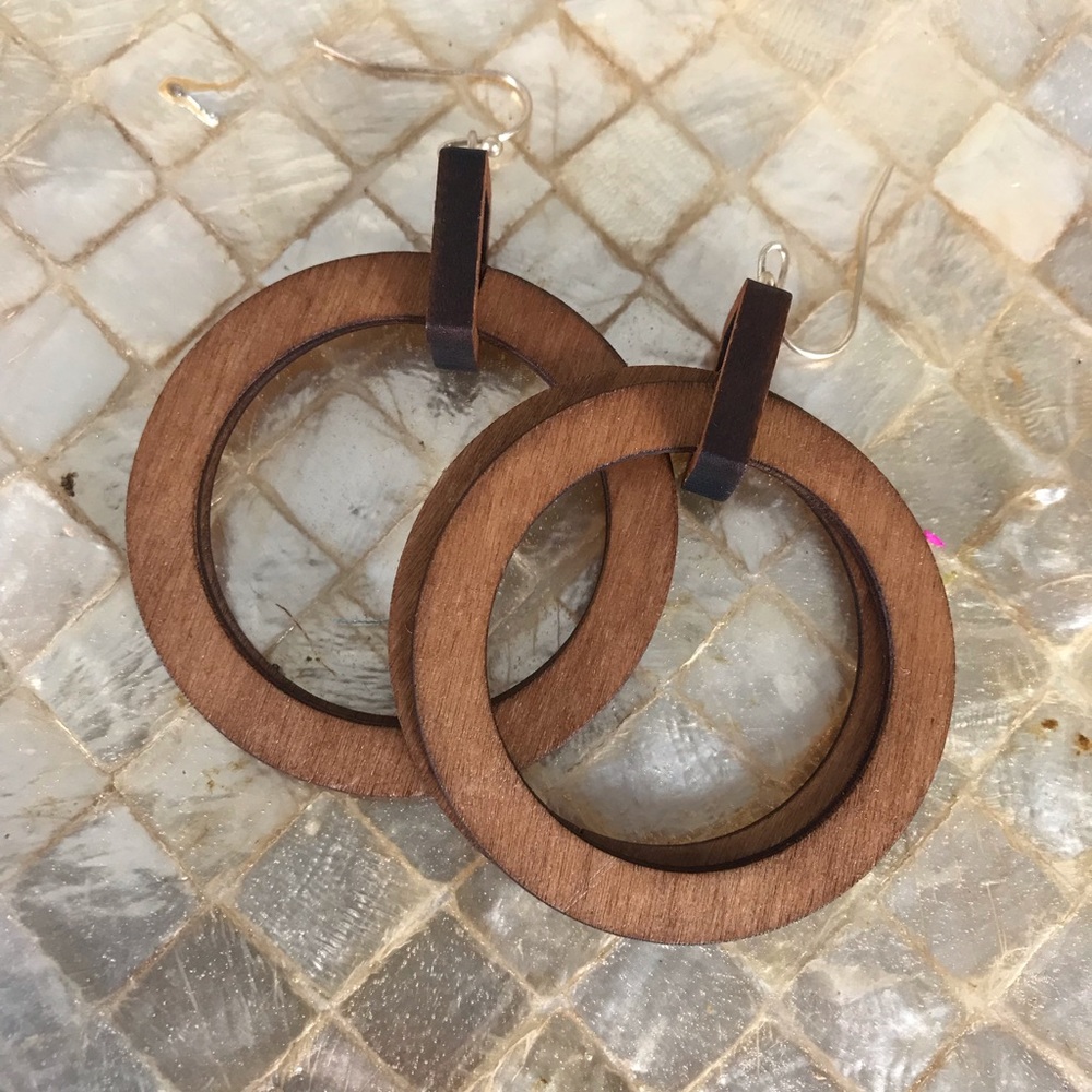 🌴Lightweight Natural Wood Circle Boho Earrings